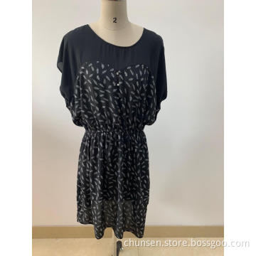 Print Sleeveless Chiffon Knee-Length Dress For Ladies